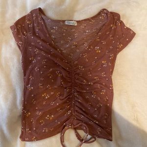 Medium Pink Floral Waffled Blouse